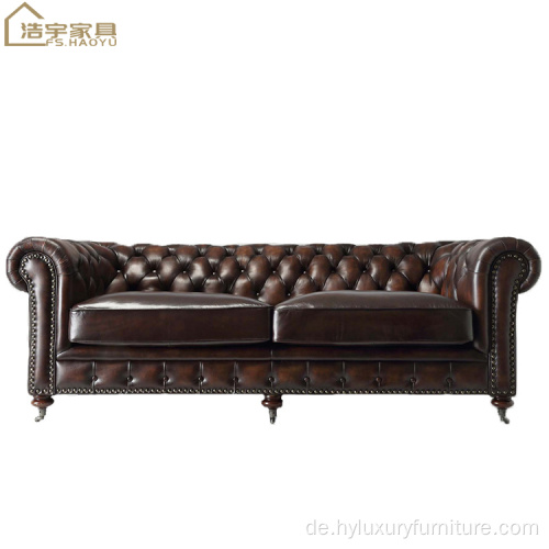 brauner lederner amerikanischer stuhl wohnzimmer chesterfield sofa